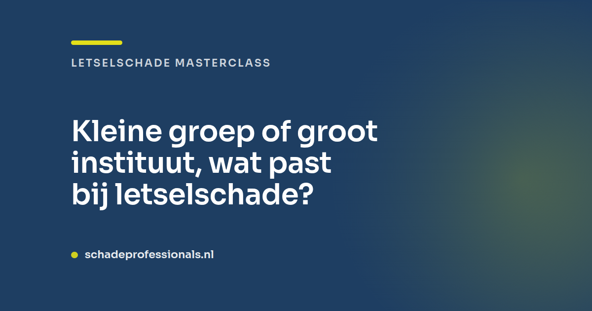 Letselschade masterclass: kleine groep of instituut