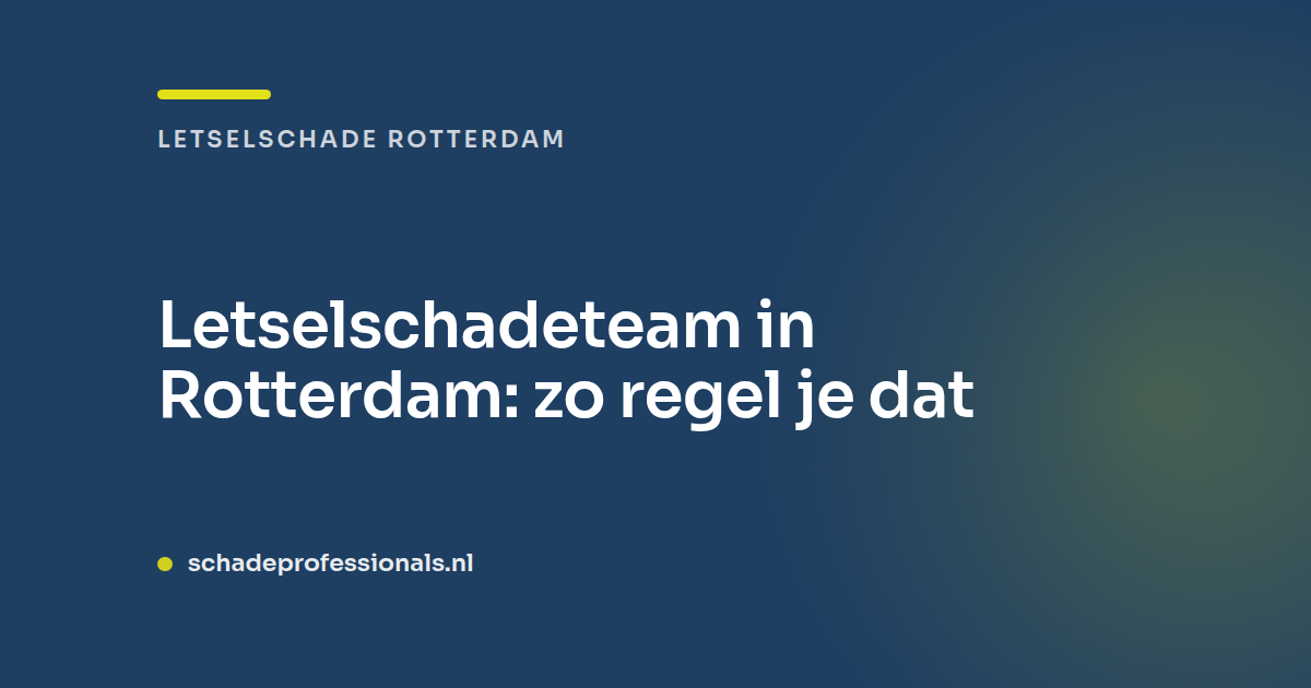 Letselschadeteam in Rotterdam: zo regel je dat