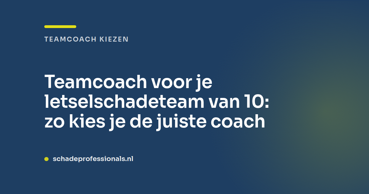 teamcoach voor letselschadeteam van 10: zo kies je